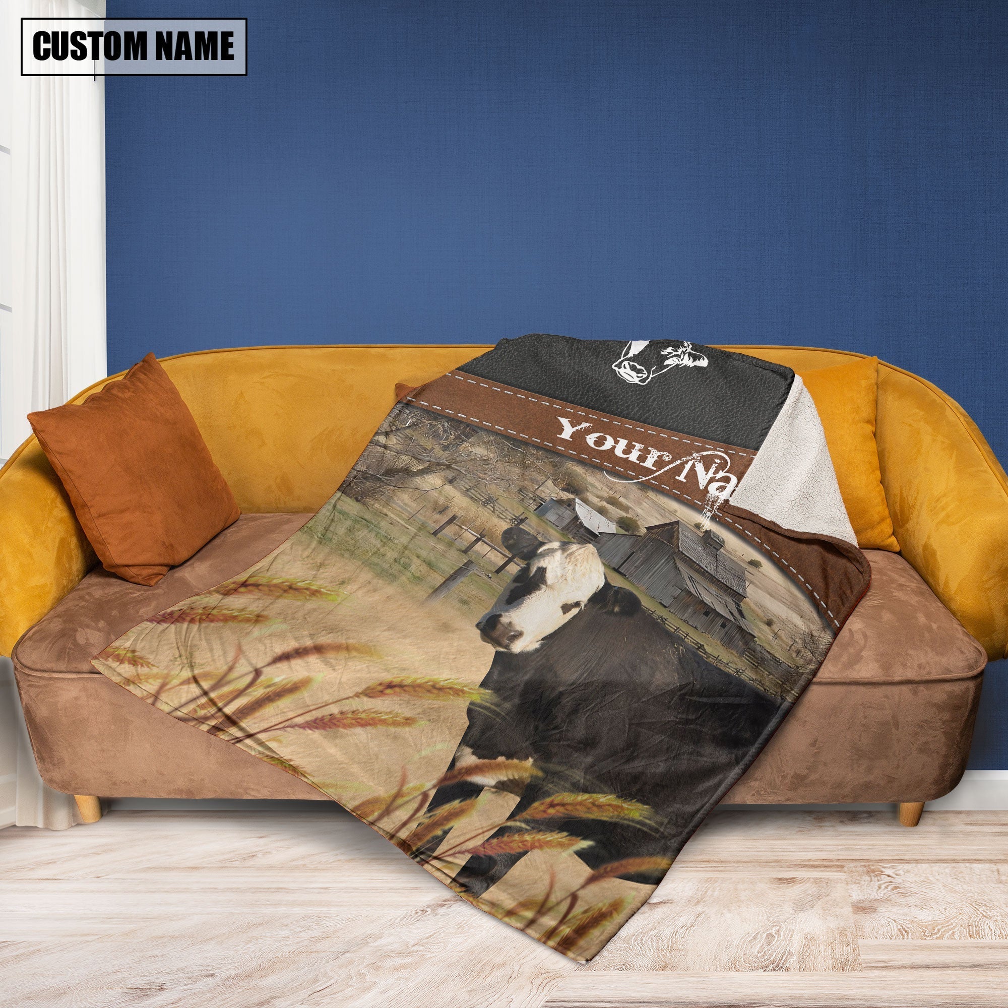 Black Hereford Cattle On The Field Customized Name 3D Blanket