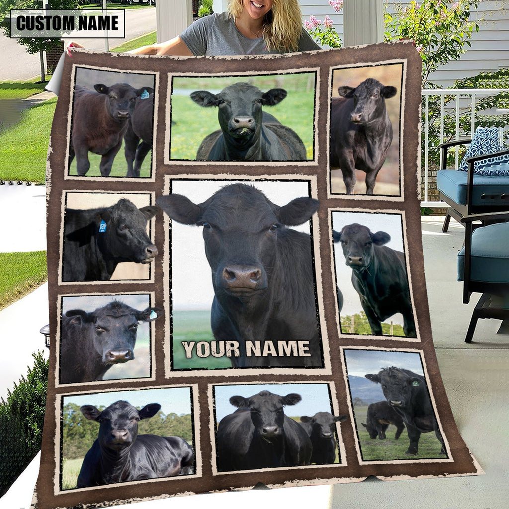 Custom Name Black Angus Frame Blanket