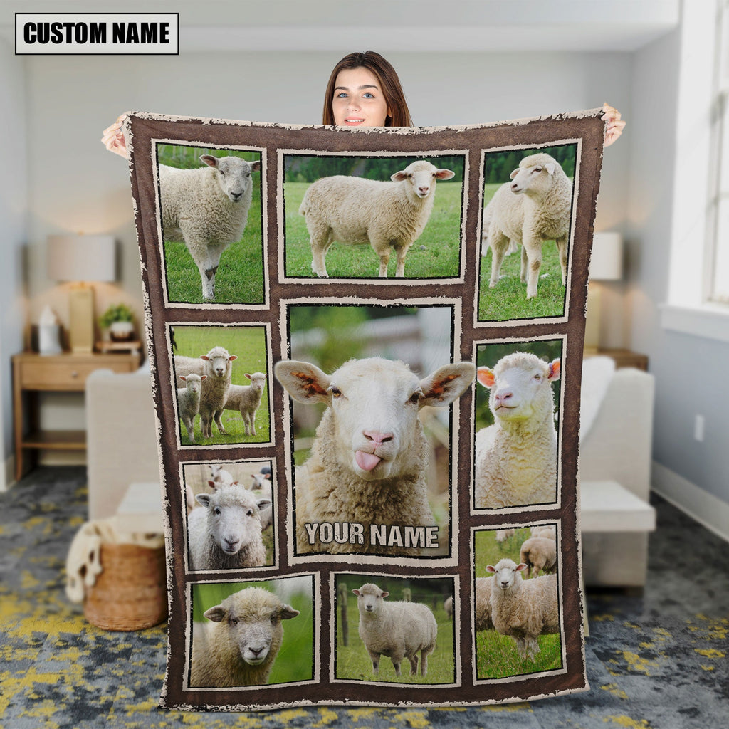 Custom Name Sheep Frame Blanket