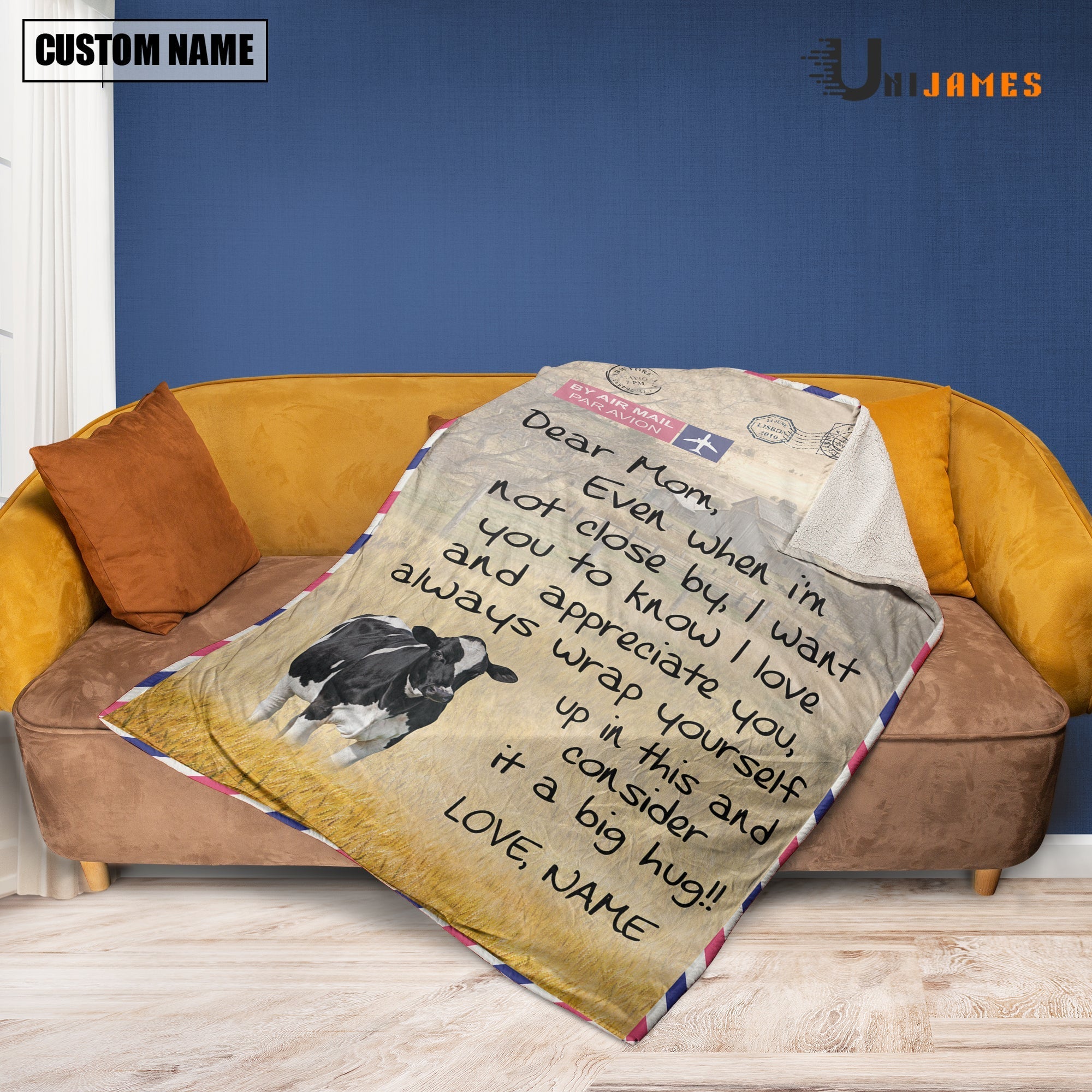 Custom Name Holstein Letter Family Blanket