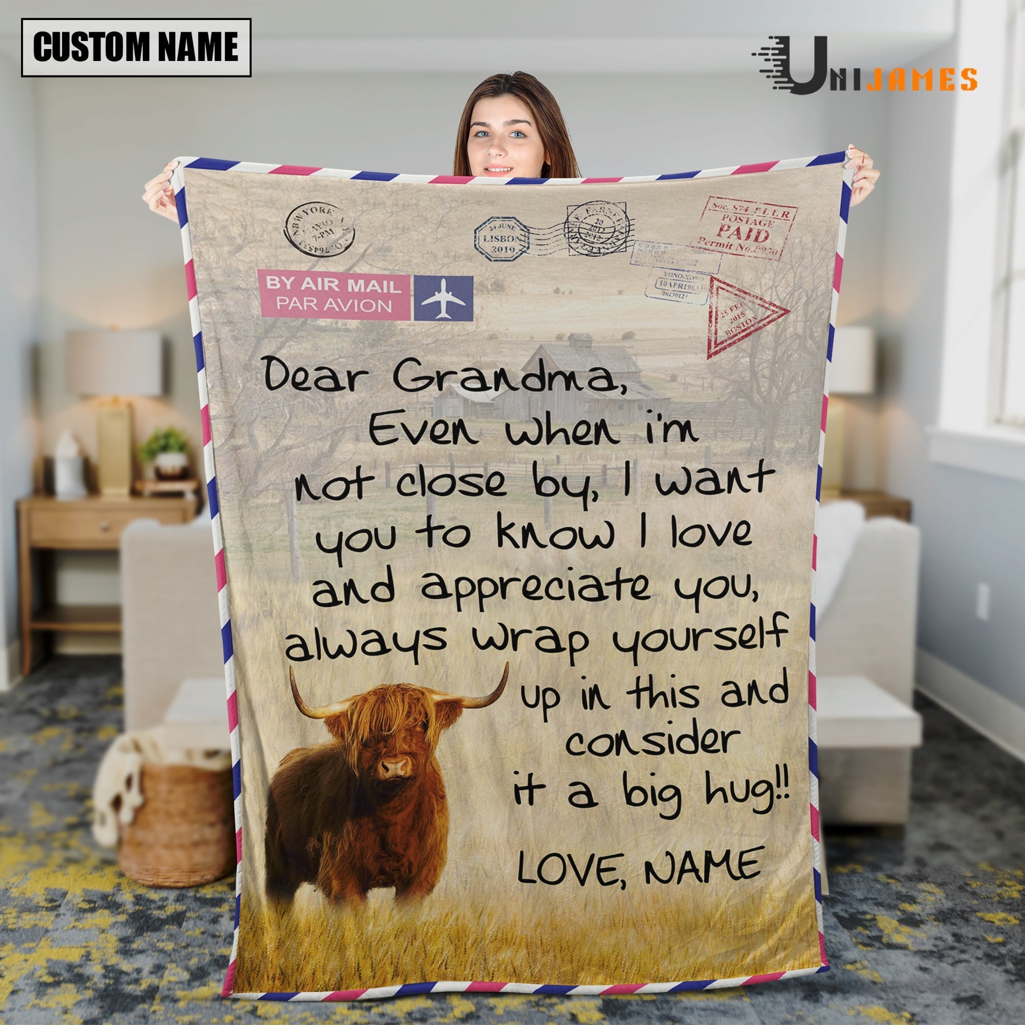 Custom Name Highland Letter Family Blanket