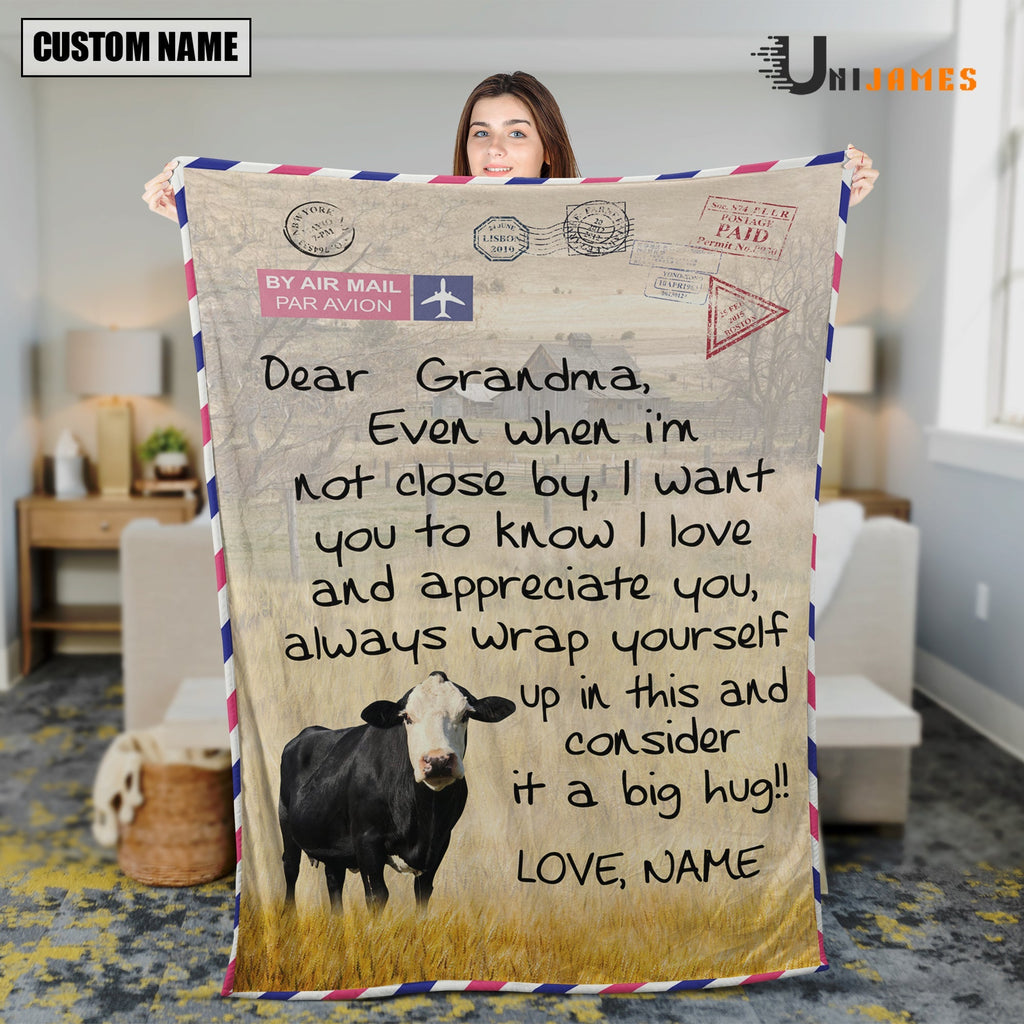 Custom Name Black Baldy Letter Family Blanket