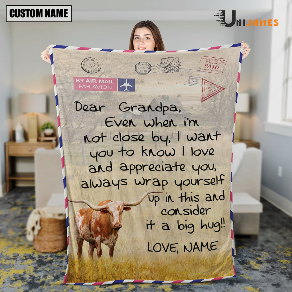 Custom Name Texas Longhorn Letter Family Blanket