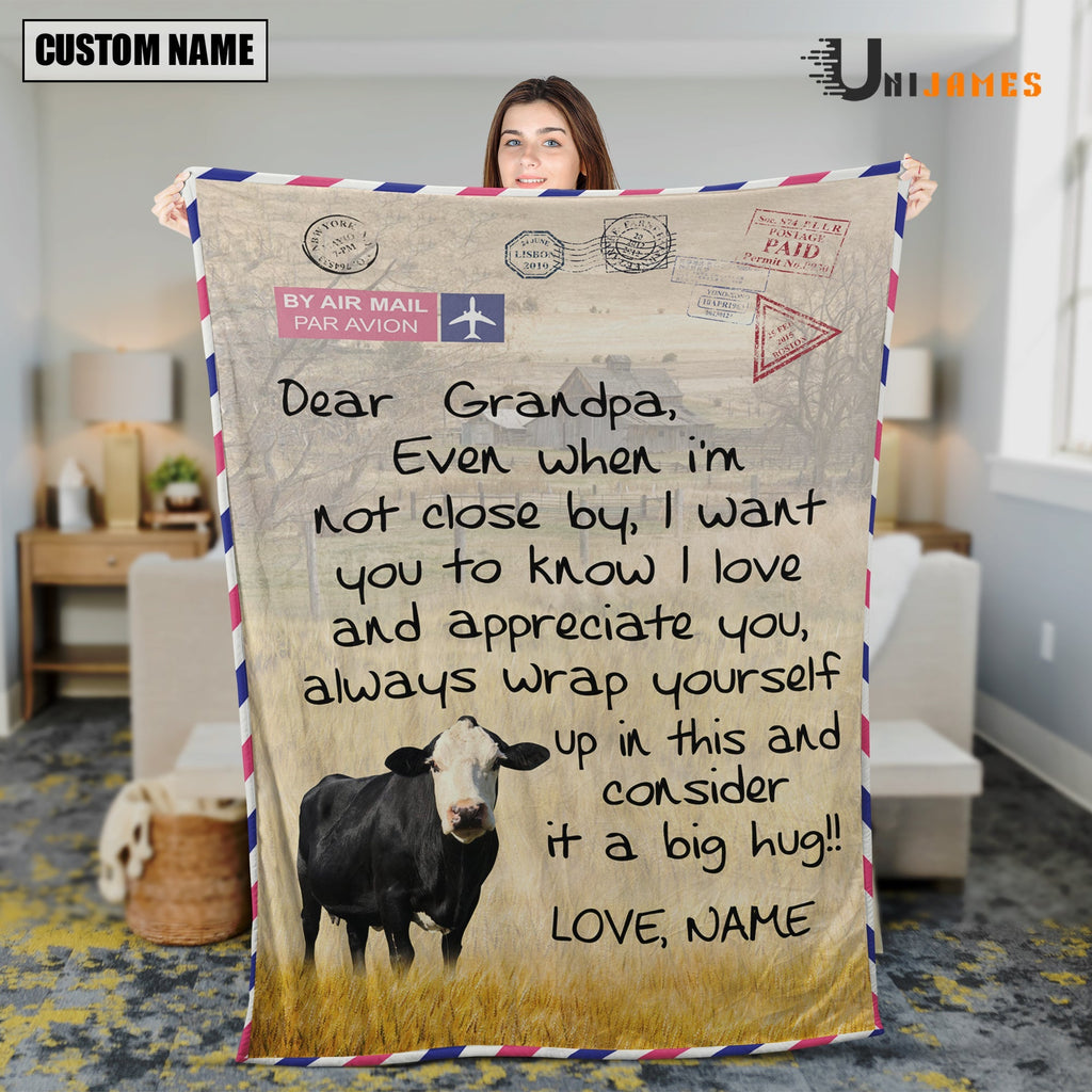 Custom Name Black Baldy Letter Family Blanket