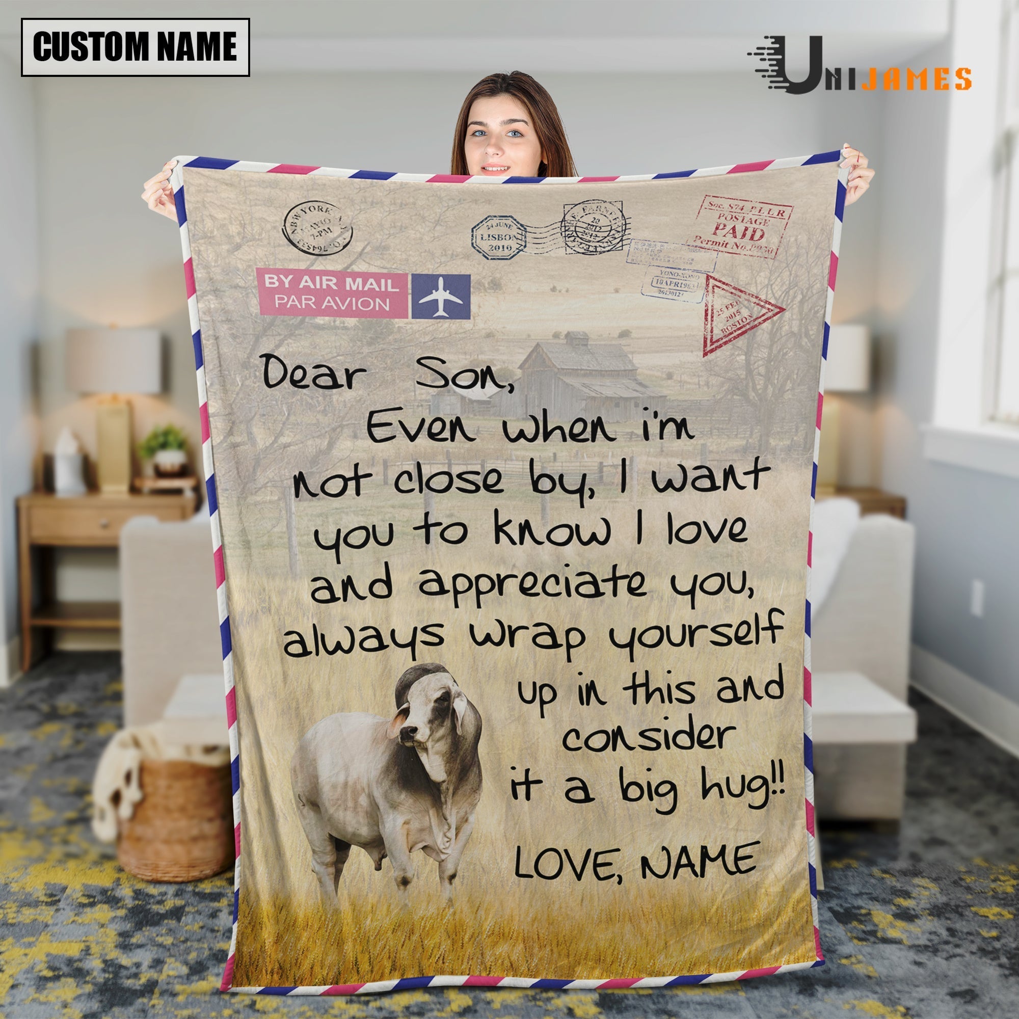 Custom Name Beefmaster Letter Family Blanket