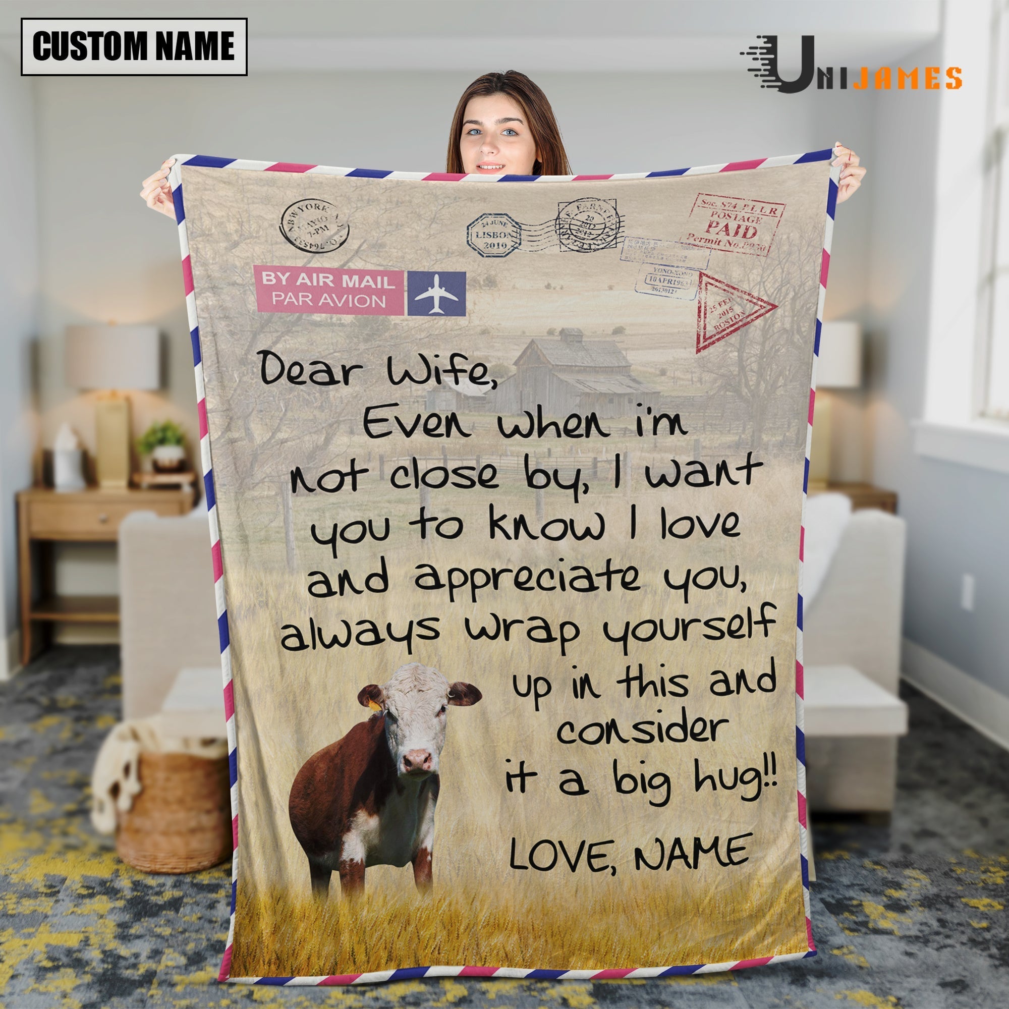 Custom Name Hereford Letter Family Blanket