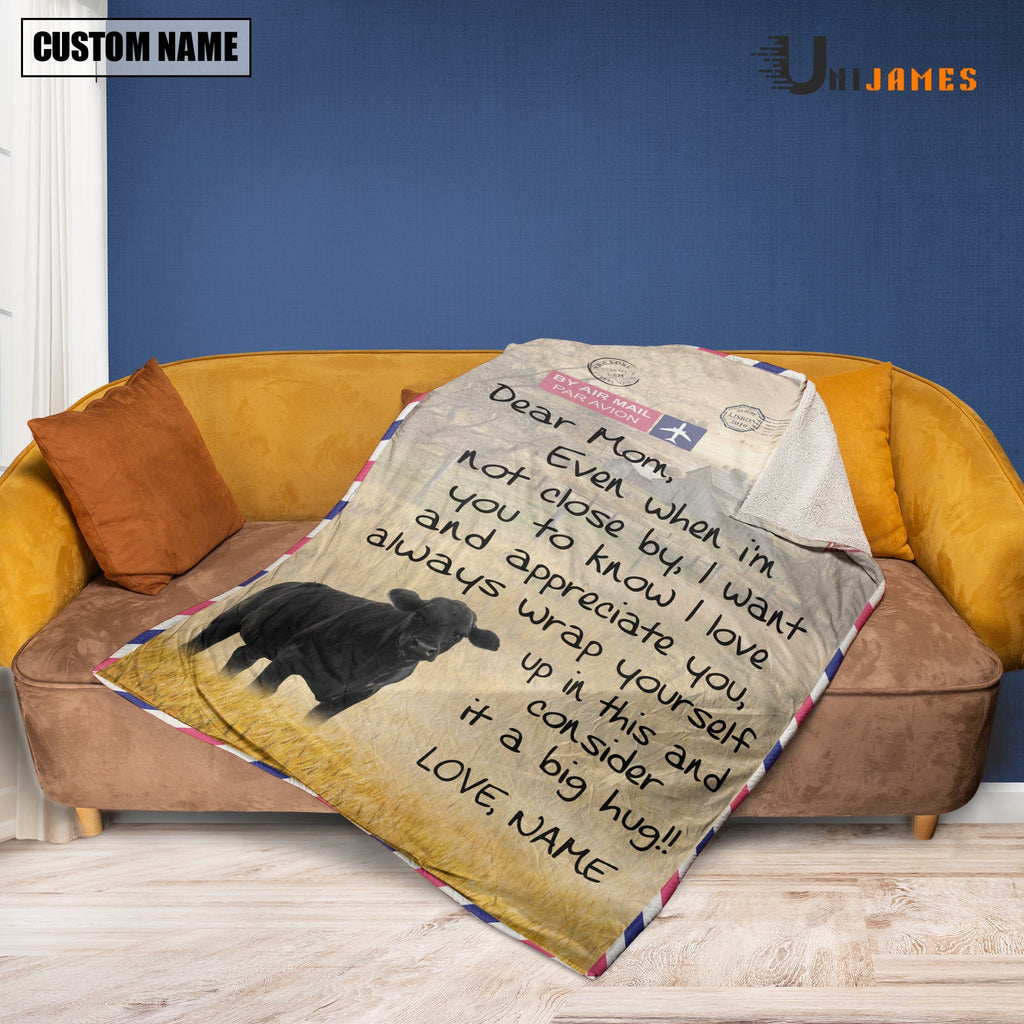 Custom Name Black Angus Letter Family Blanket