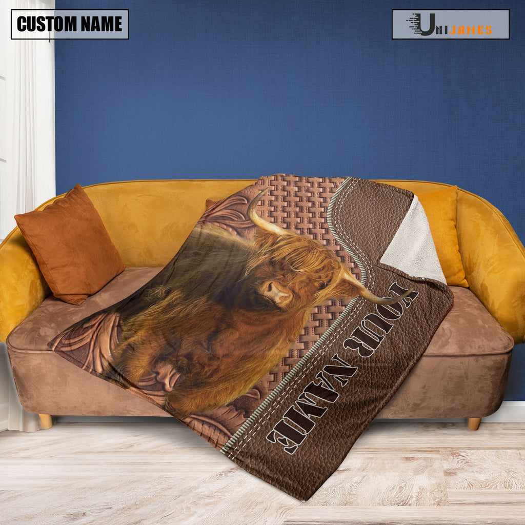 Highland Farming Pattern Customized Name 3D Blanket