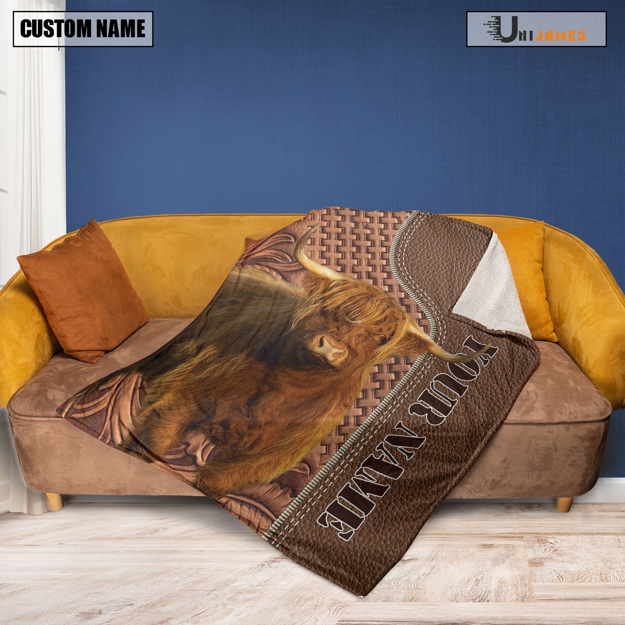 Highland Farming Pattern Customized Name 3D Blanket