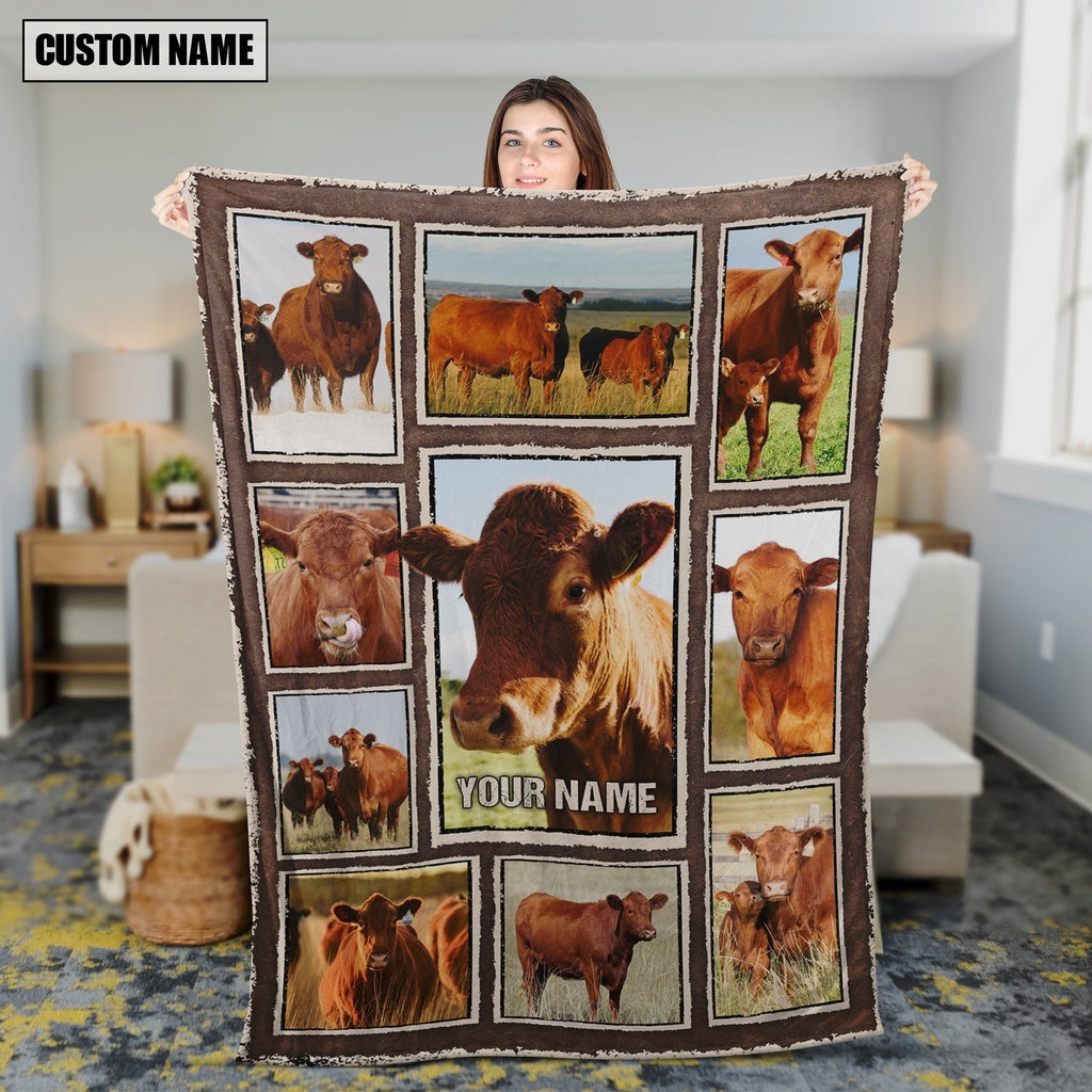 Custom Name Red Angus Frame Blanket
