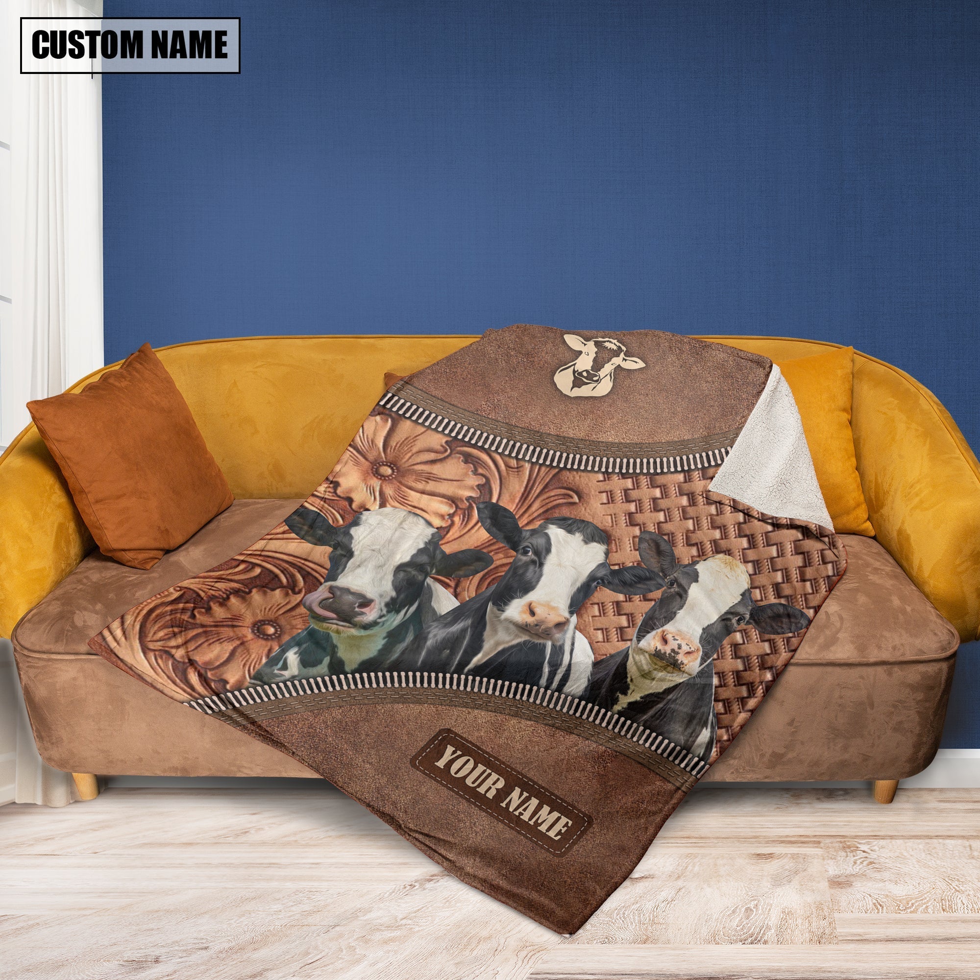 Holstein Happiness Customized Name 3D Blanket