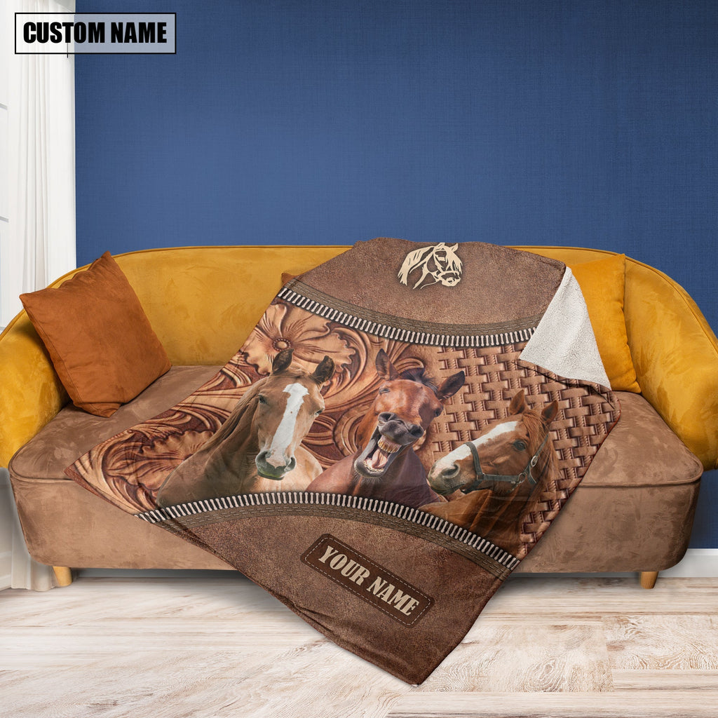 Horse Happiness Customized Name 3D Blanket
