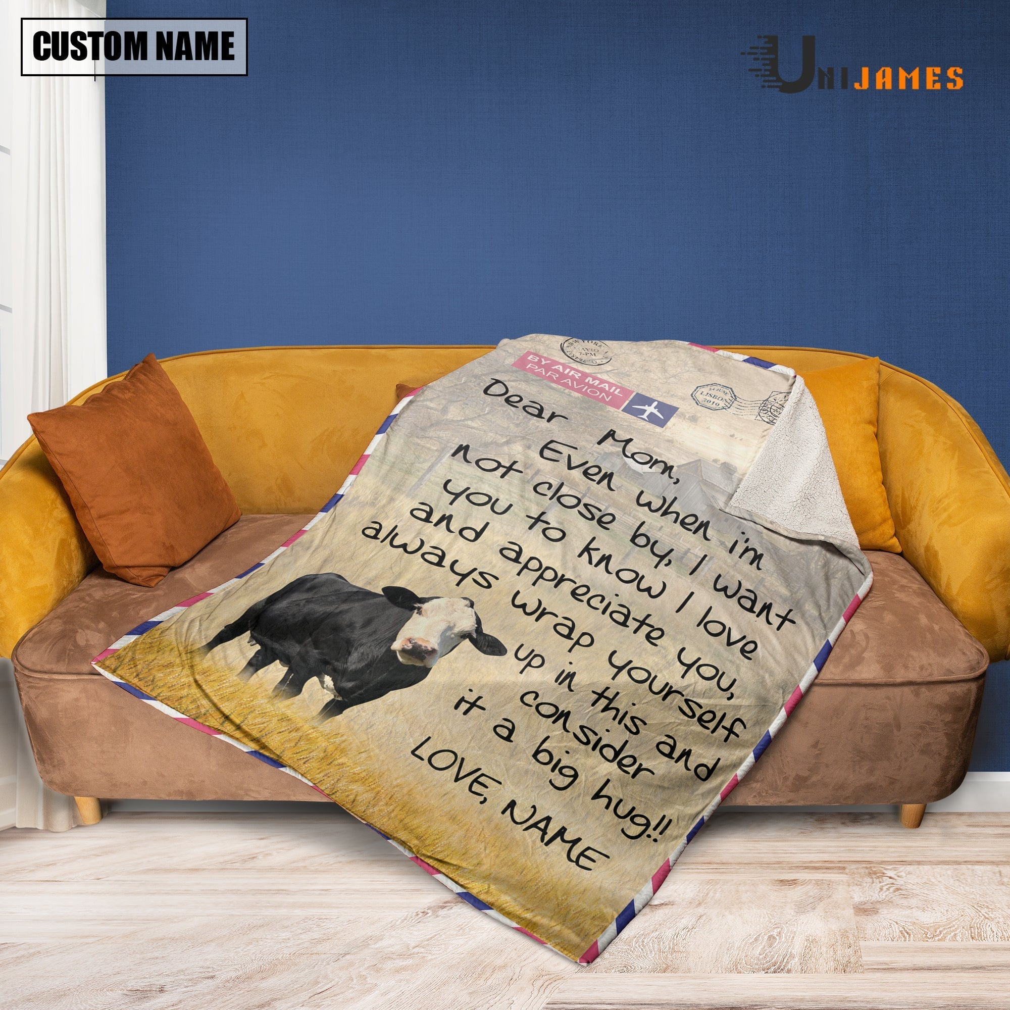 Custom Name Black Baldy Letter Family Blanket