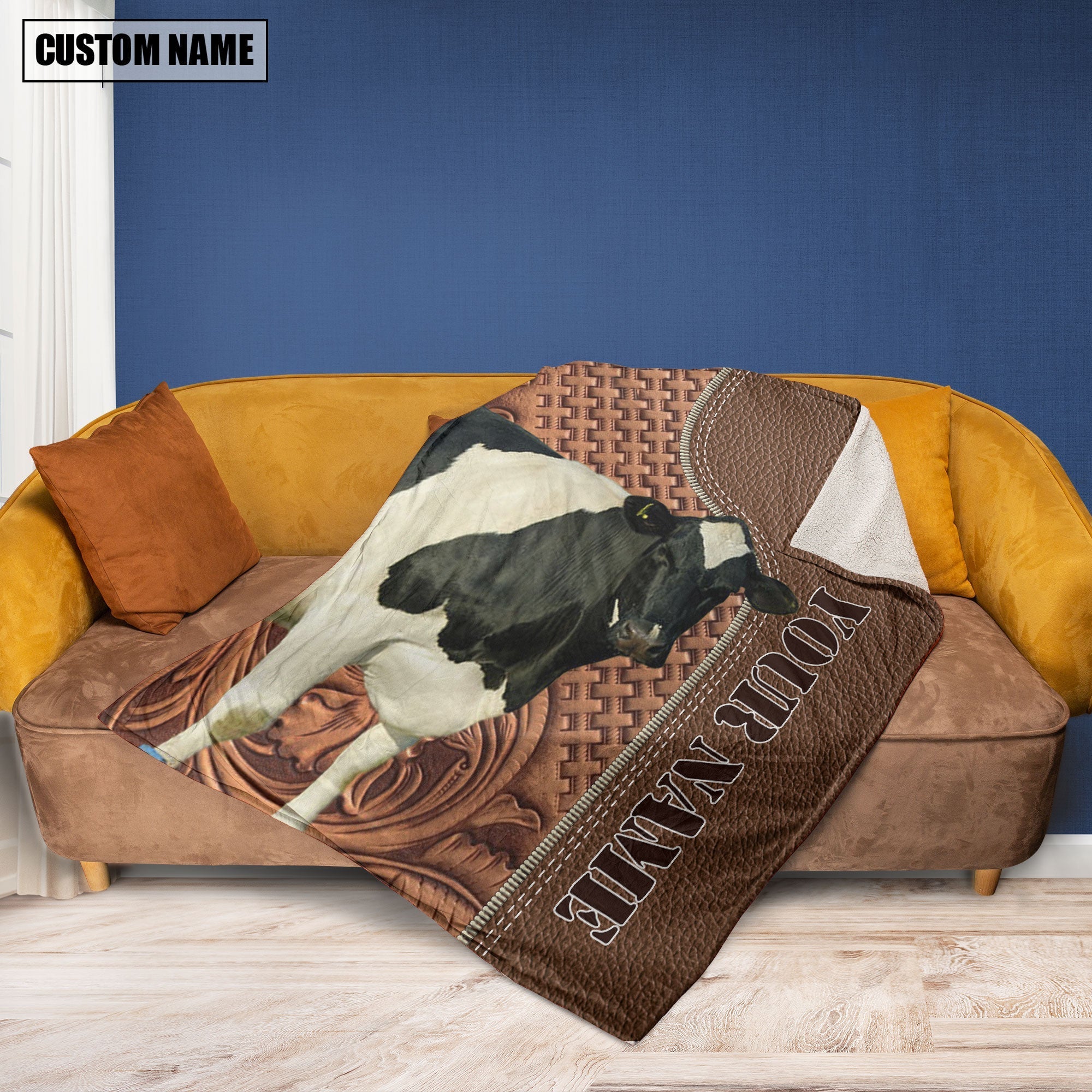Holstein Farming Pattern Customized Name 3D Blanket