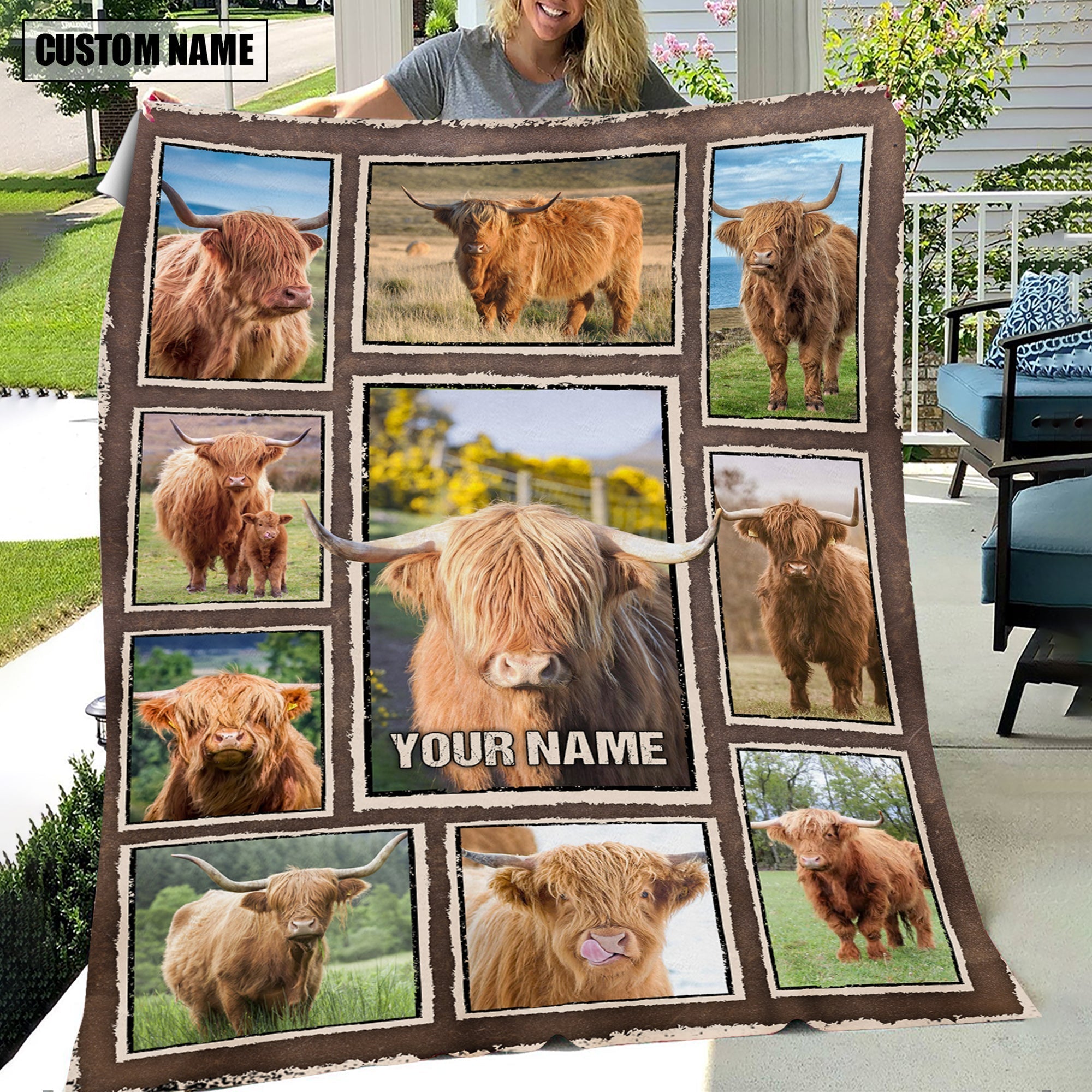 Custom Name Highland Frame Blanket