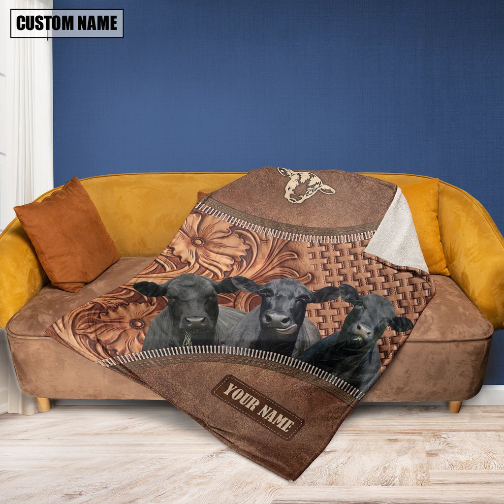 Black Angus Happiness Customized Name 3D Blanket