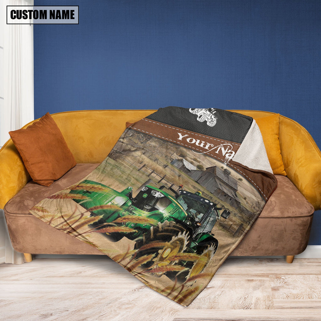 Tractor Cattle On The Field Customized Name 3D Blanket