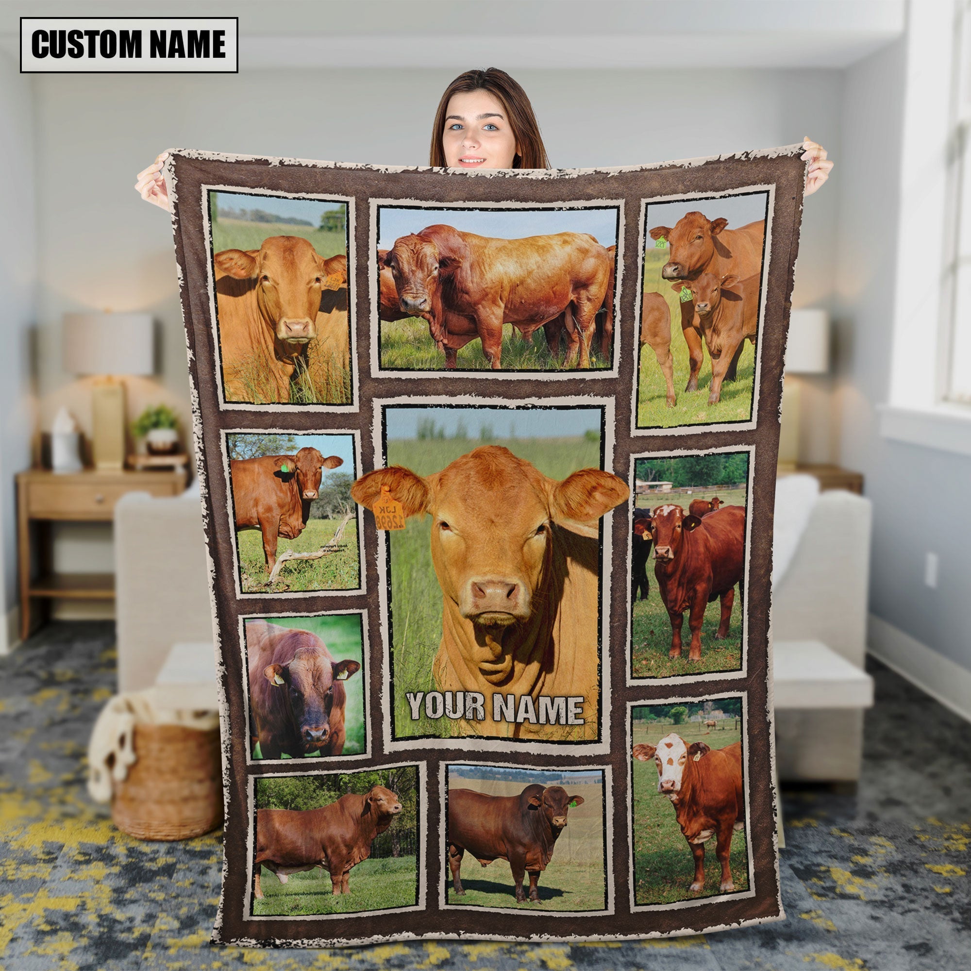Custom Name Beefmaster Frame Blanket