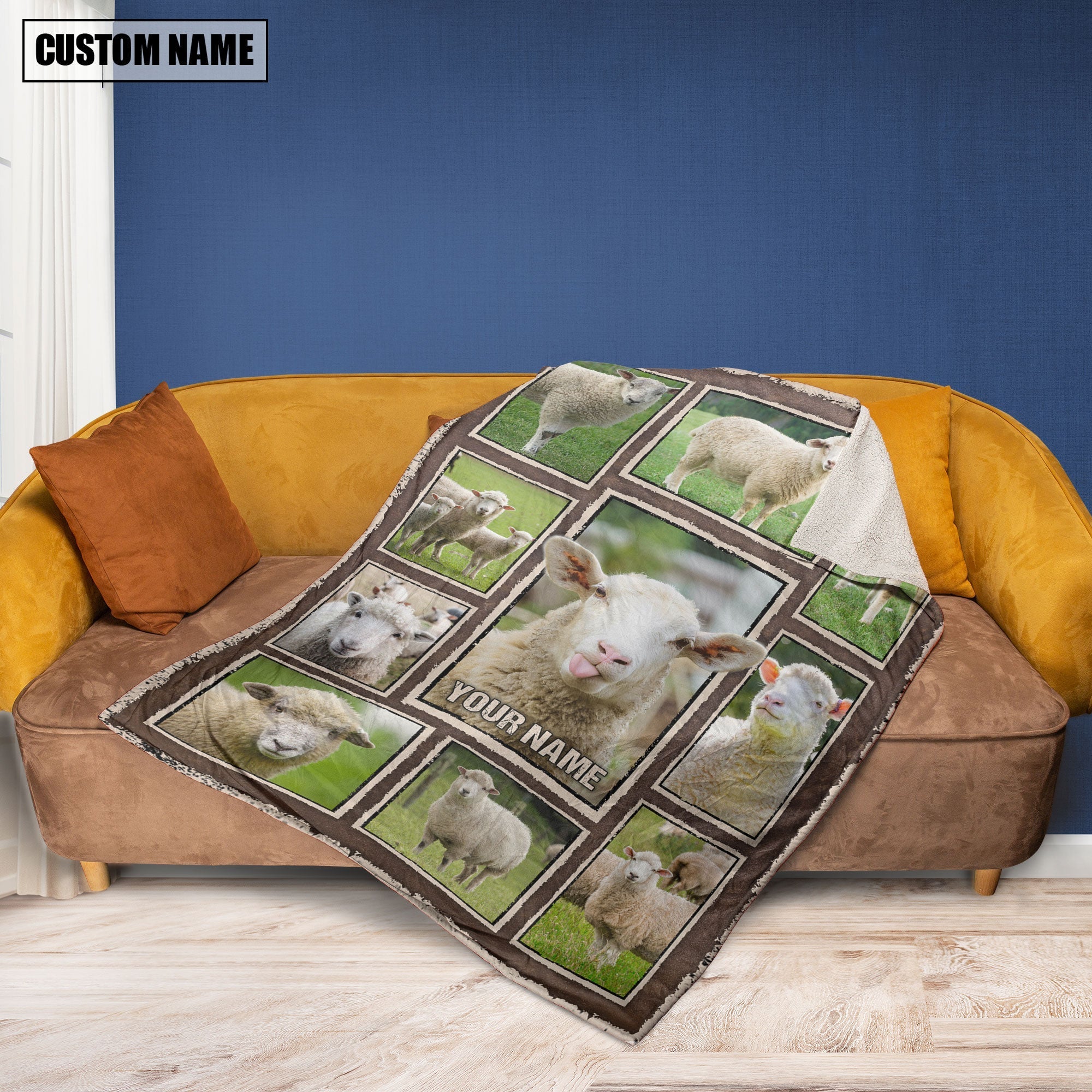 Custom Name Sheep Frame Blanket