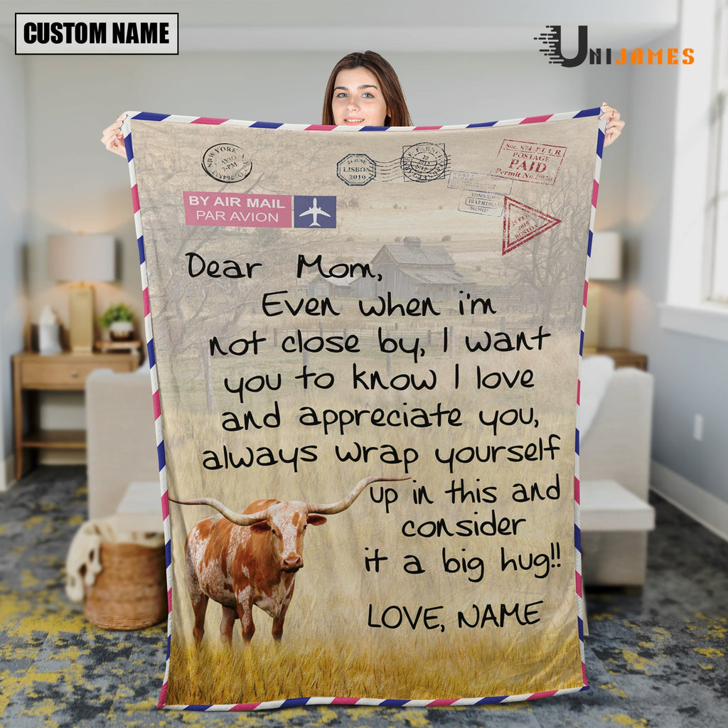 Custom Name Texas Longhorn Letter Family Blanket