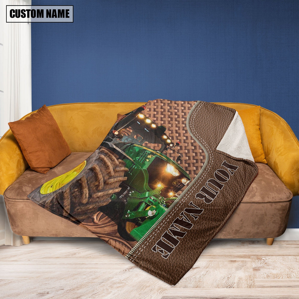 Tractor Farming Pattern Customized Name 3D Blanket