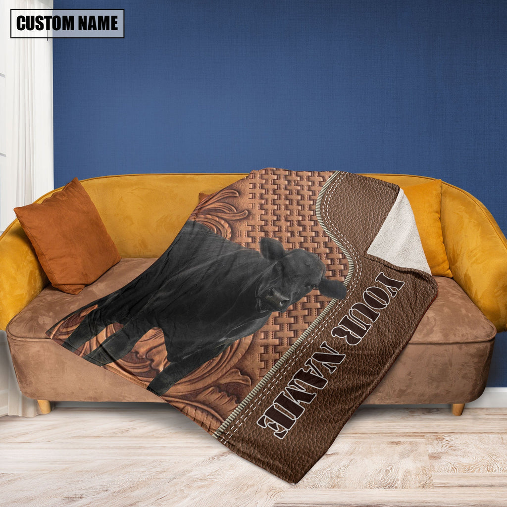 Black Angus Farming Pattern Customized Name 3D Blanket