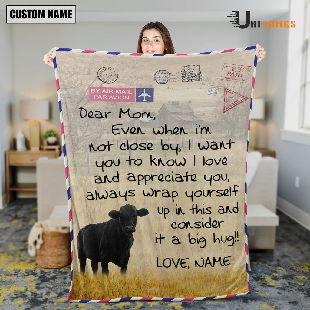 Custom Name Black Angus Letter Family Blanket