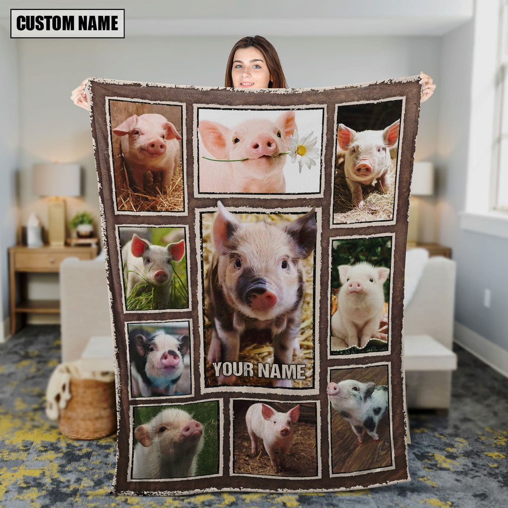 Custom Name Pig Frame Blanket