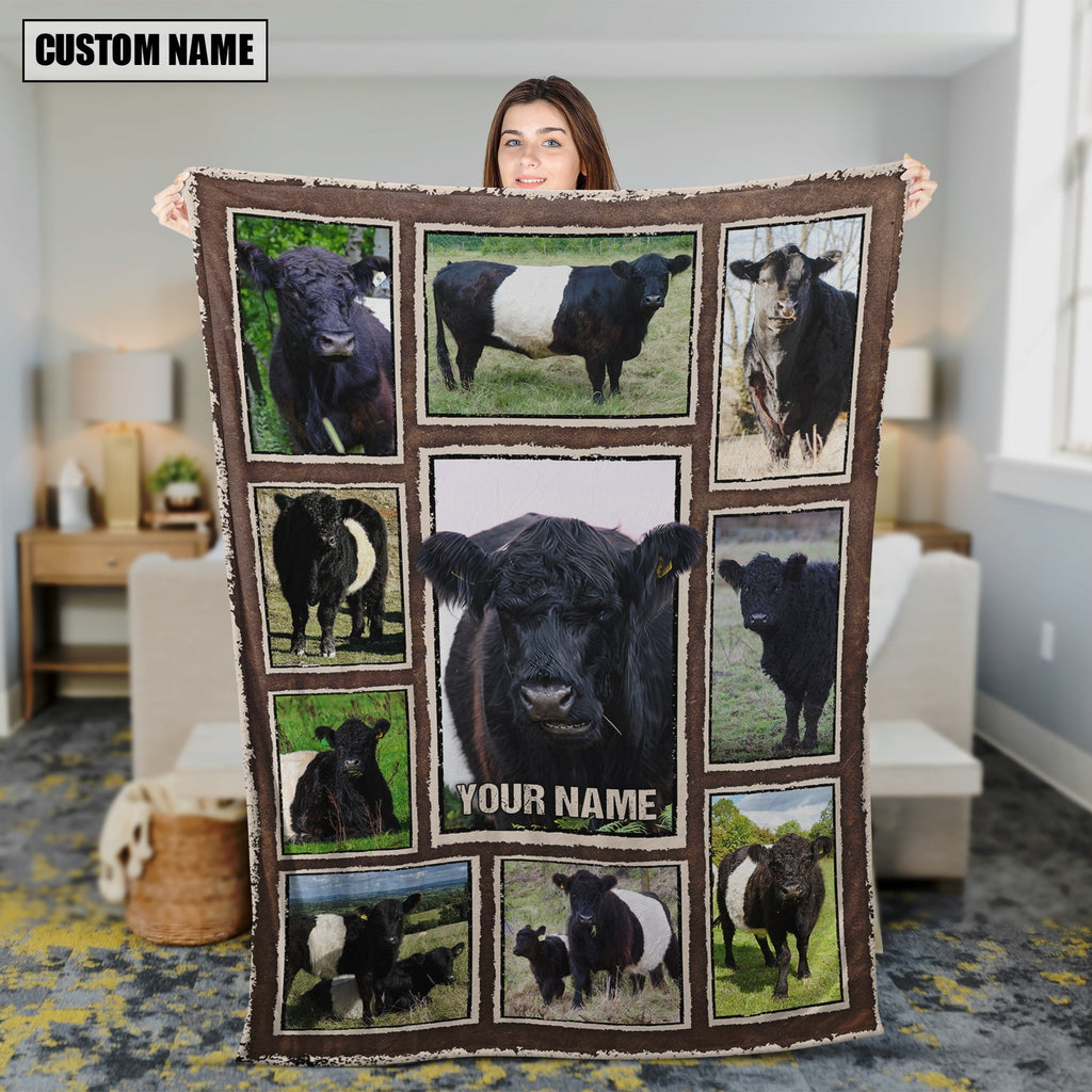 Custom Name Belted Galloway Frame Blanket
