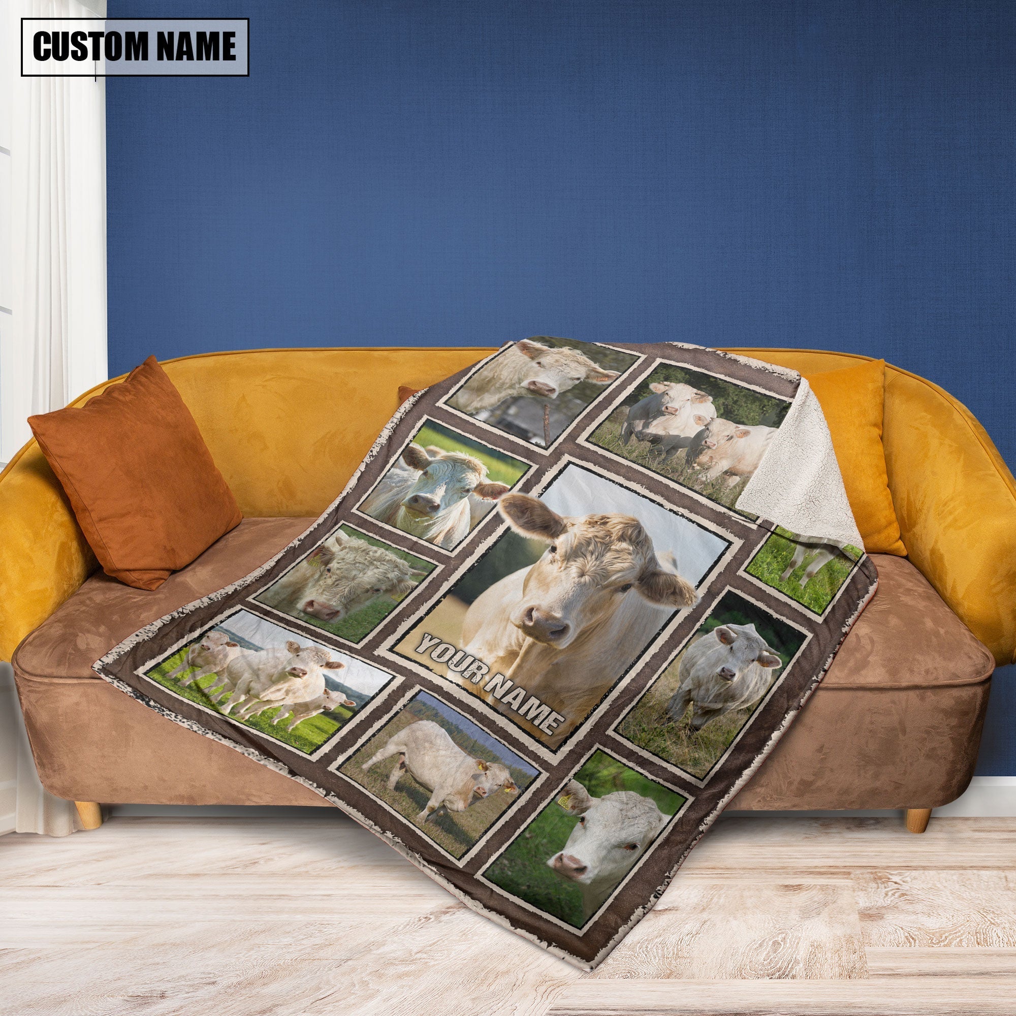 Custom Name Charolais Frame Blanket