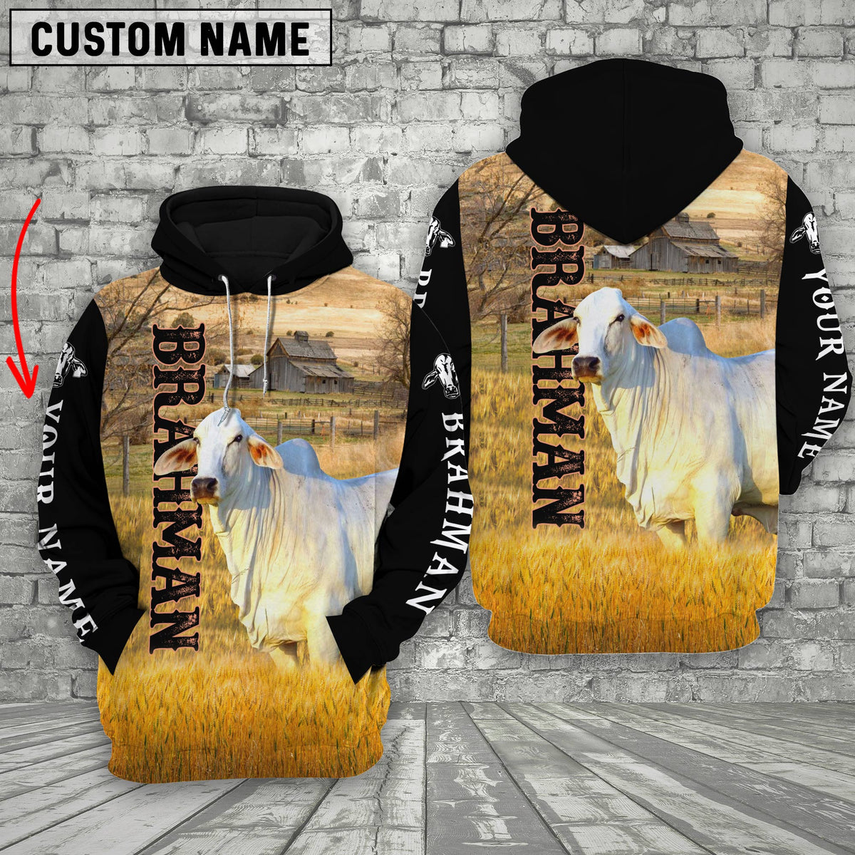 Personalized Name Brahman Cattle On The Farm 3D Shirt