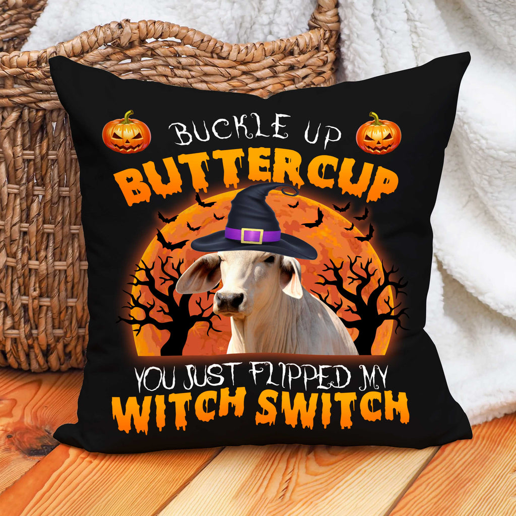 Happy Halloween Brahman Buckle Up Butter Cup Pillow Case