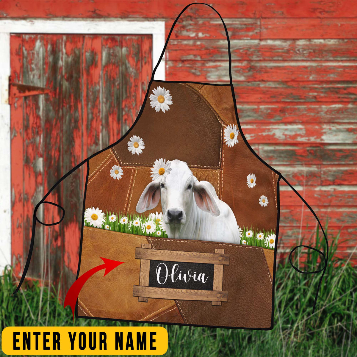 Personalized Name Brahman Cattle All Over Printed 3D Apron