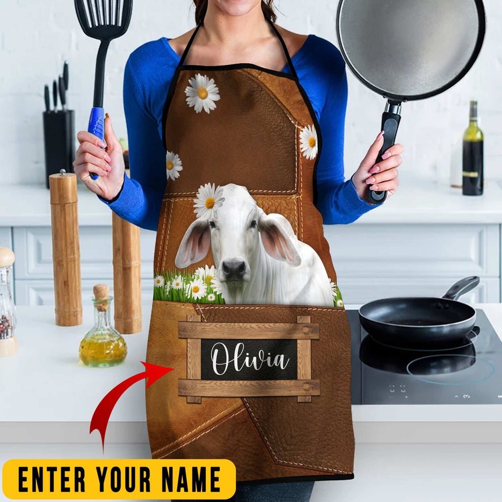Personalized Name Brahman Cattle All Over Printed 3D Apron