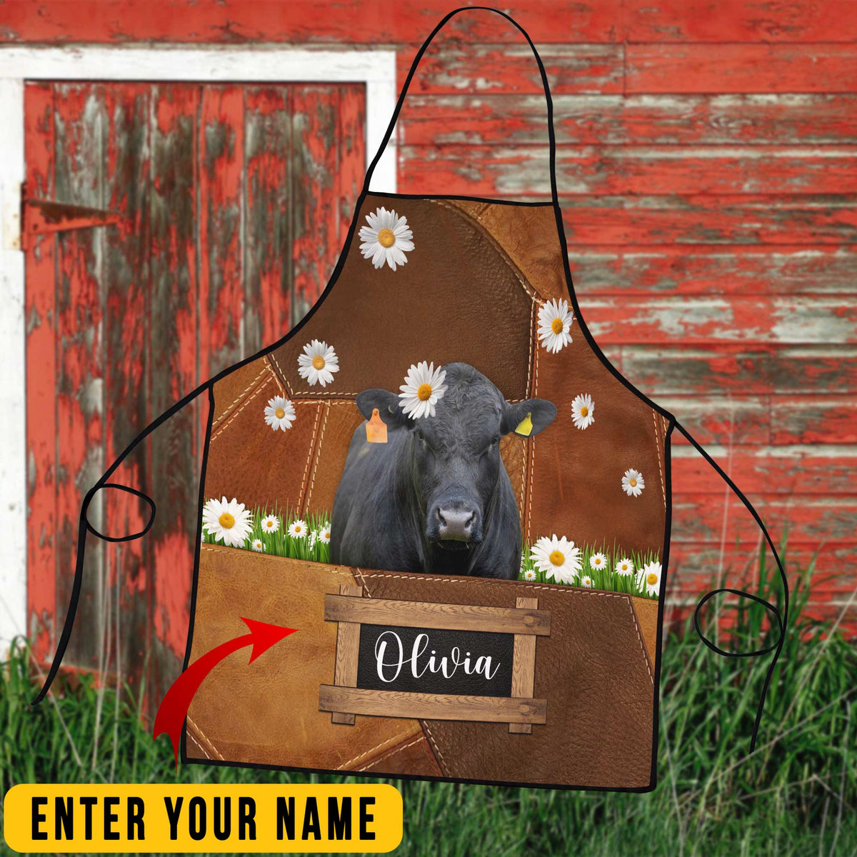 Personalized Name Brangus Cattle All Over Printed 3D Apron