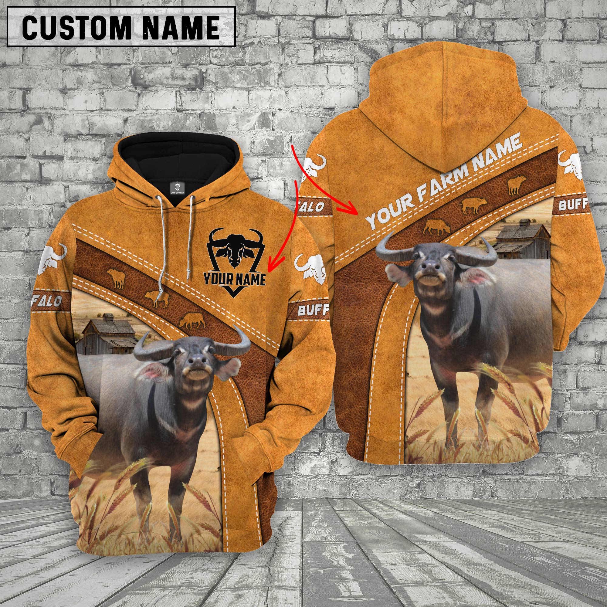Farm Custom Name Water Buffalo Hoodie