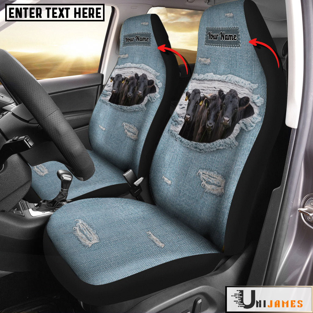 Dexter Personalized Name Leather Pattern Car Seat Covers Universal Fit (2Pcs)