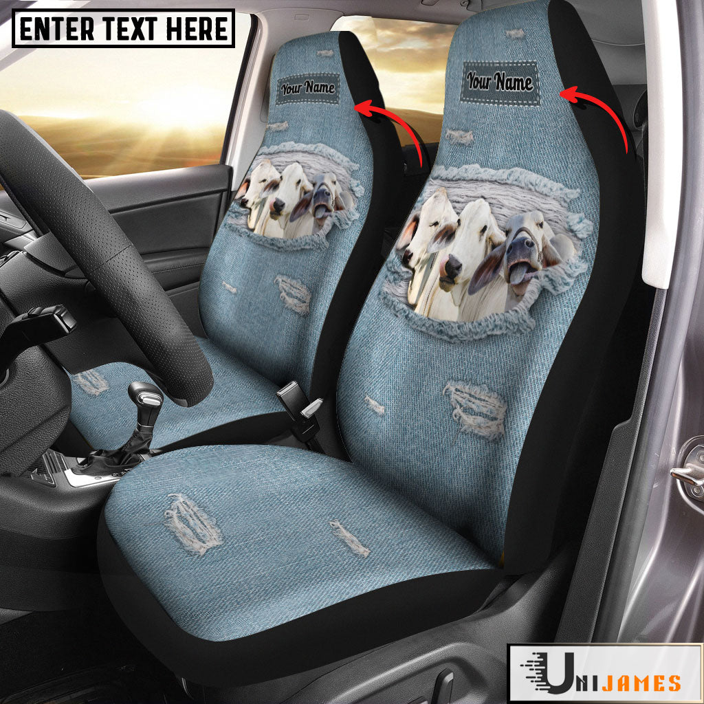 Brahman Personalized Name Leather Pattern Car Seat Covers Universal Fit (2Pcs)