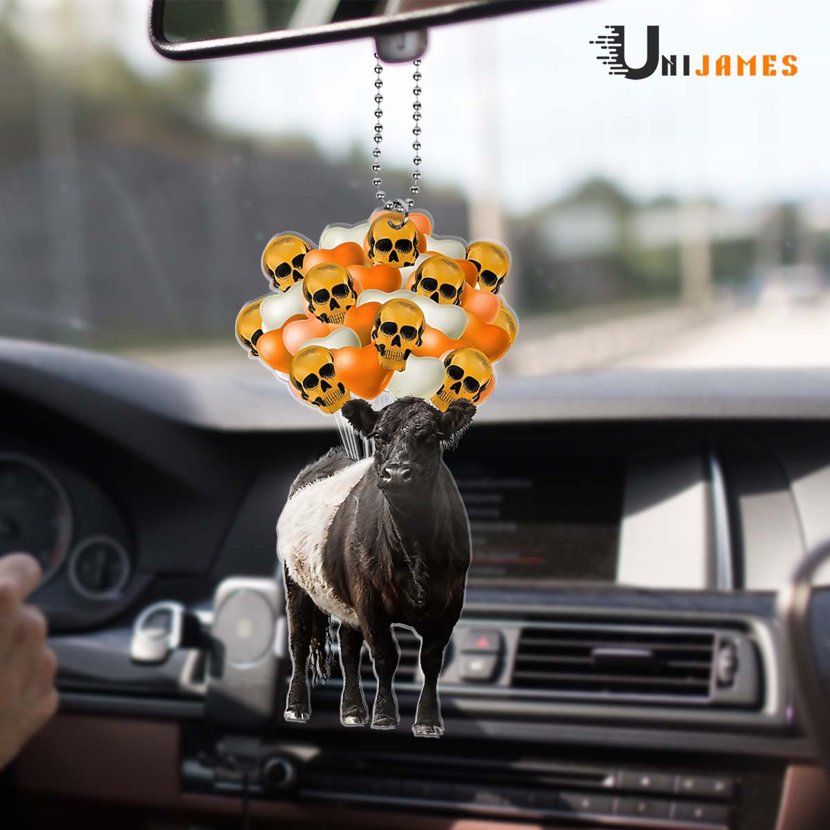 Belted Galloway Halloween Flying Balloons Ornament