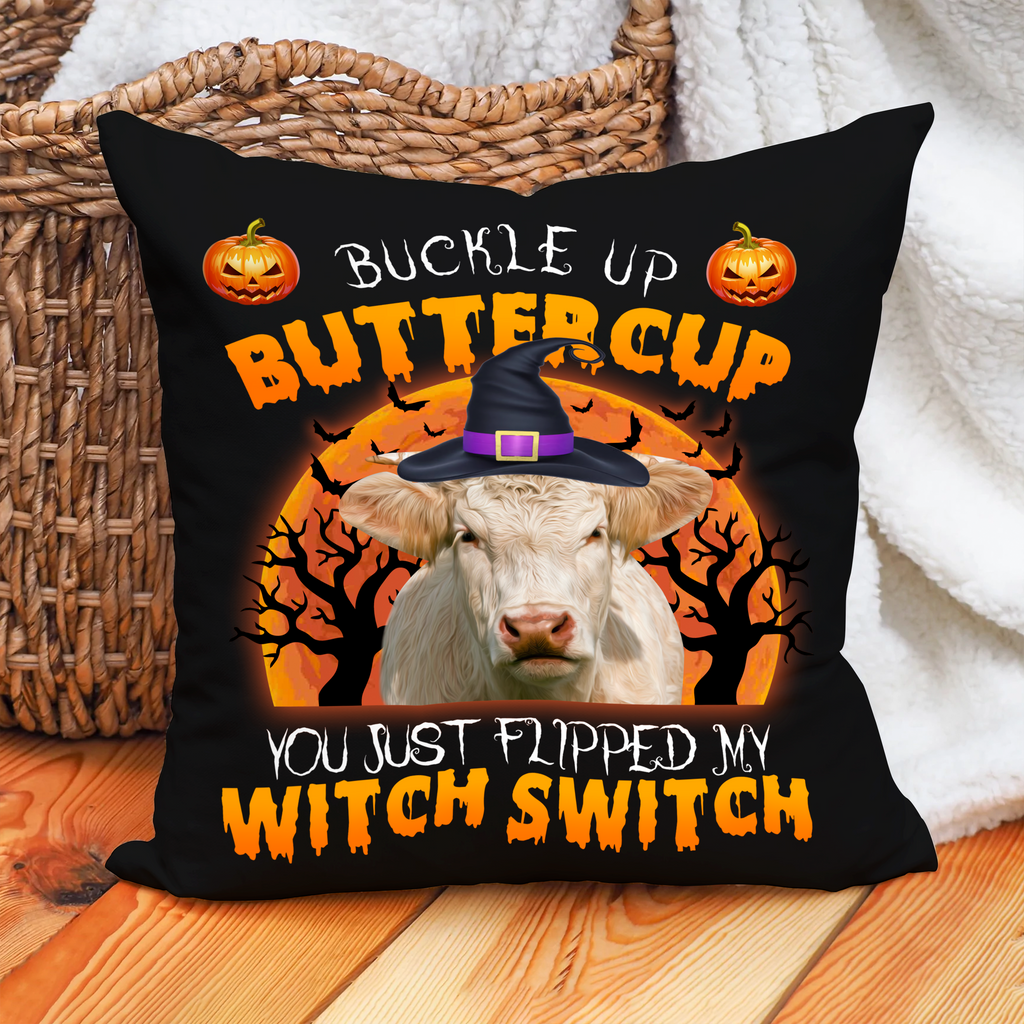 Happy Halloween Charolais Buckle Up Butter Cup Pillow Case