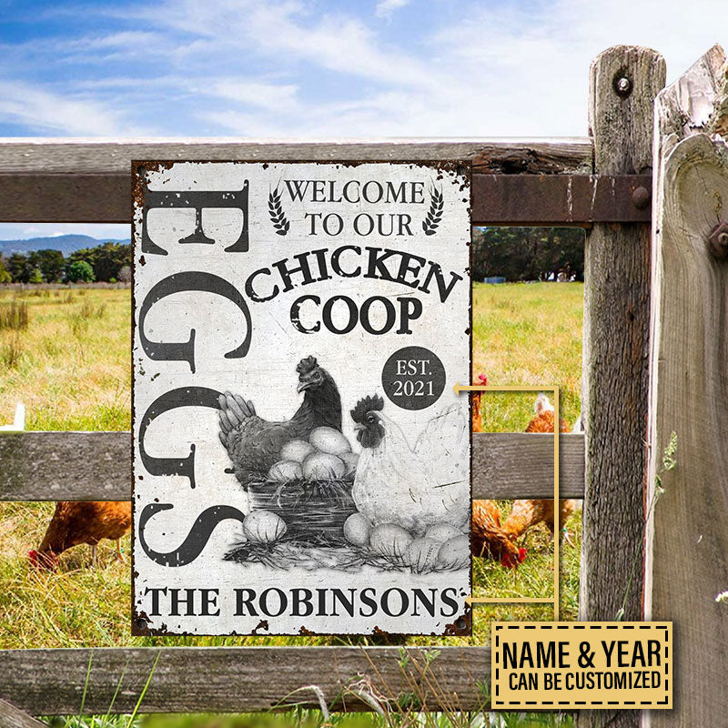 Personalized Chicken Coop Eggs All Printed 3D Metal Sign