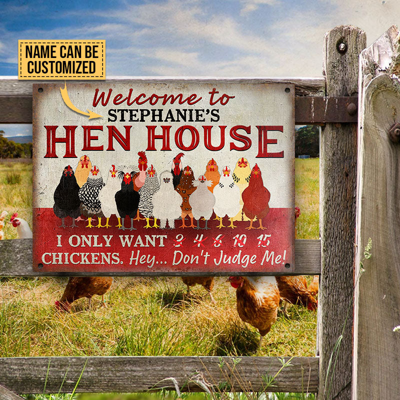 Personalized Chicken Coop Hen House Welcome All Printed 3D Metal Sign