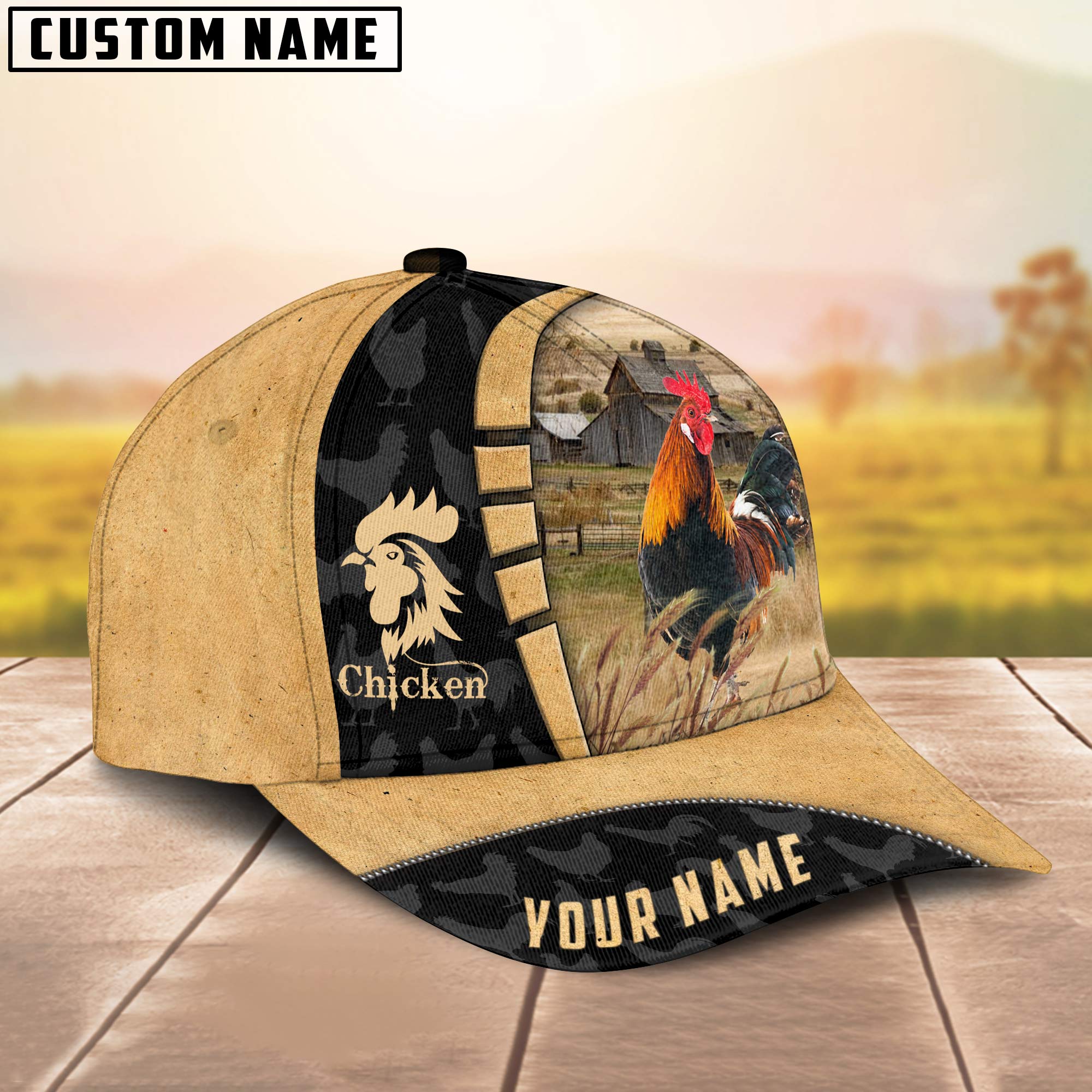 Custom Name Chicken Cattle Farmhouse Field Cap