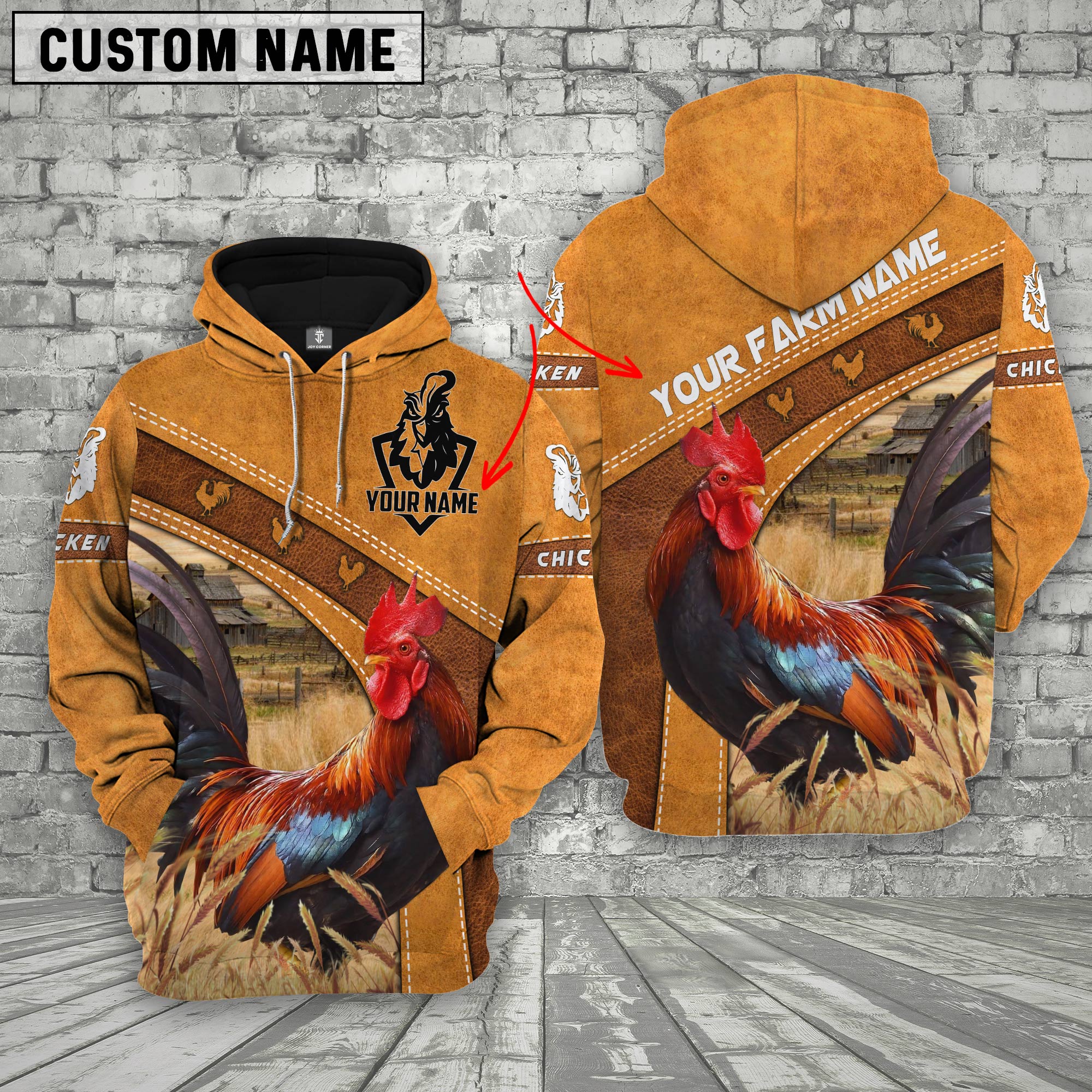 Chicken 3D Customized Name - Farm Name Hoodie