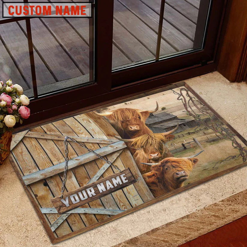 Highland Barn Custom Name Doormat