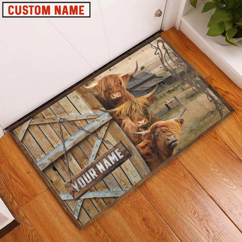 Highland Barn Custom Name Doormat