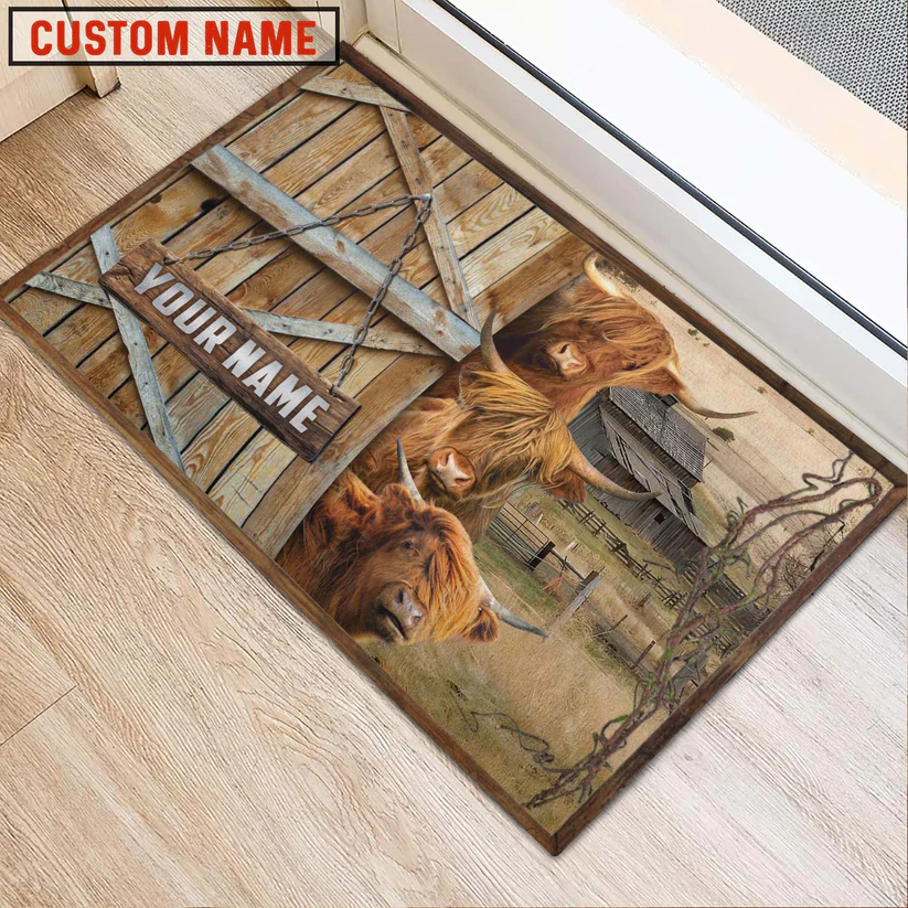 Highland Barn Custom Name Doormat
