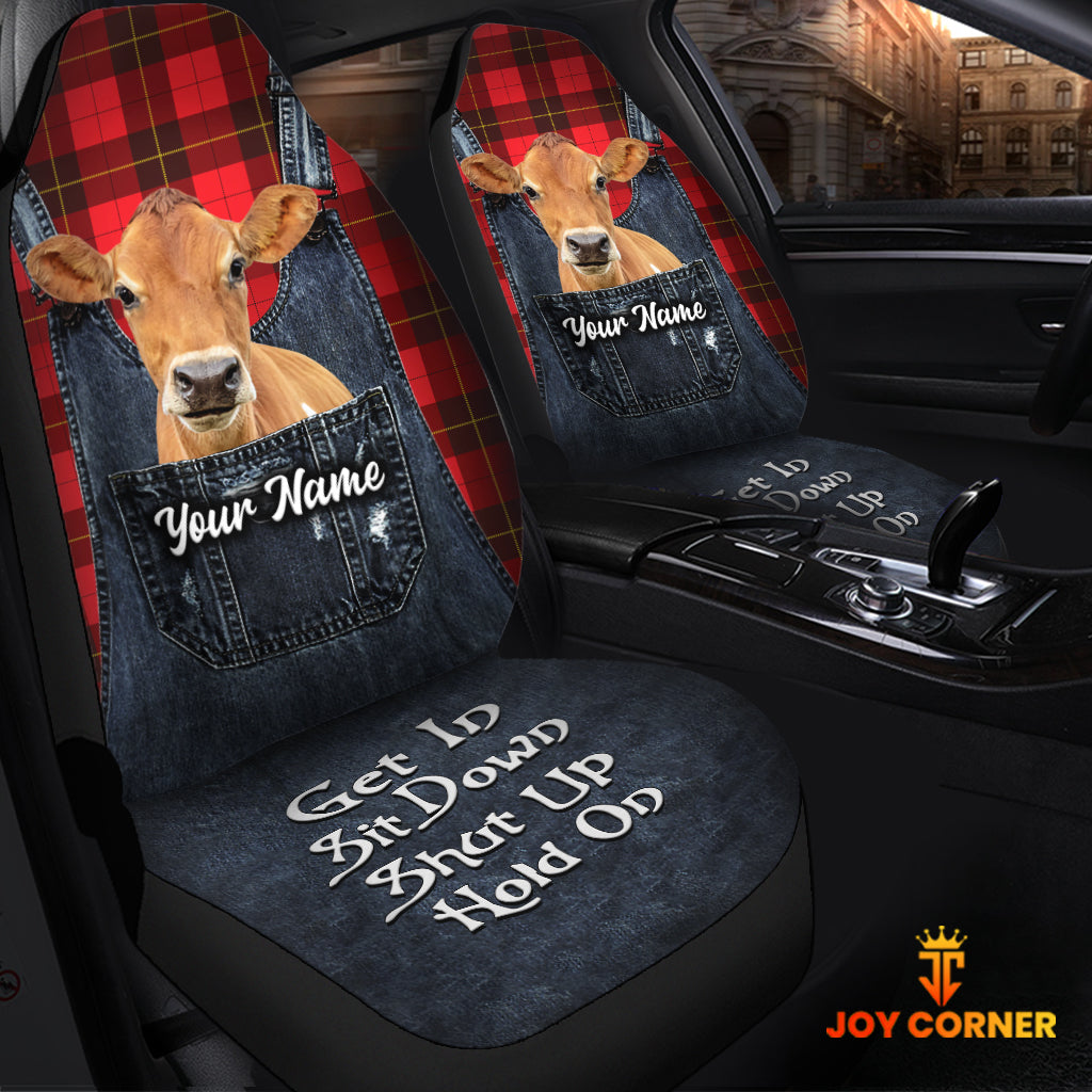 Customized Name Jersey Jean Overalls Pattern Car Seat Covers (2Pcs)