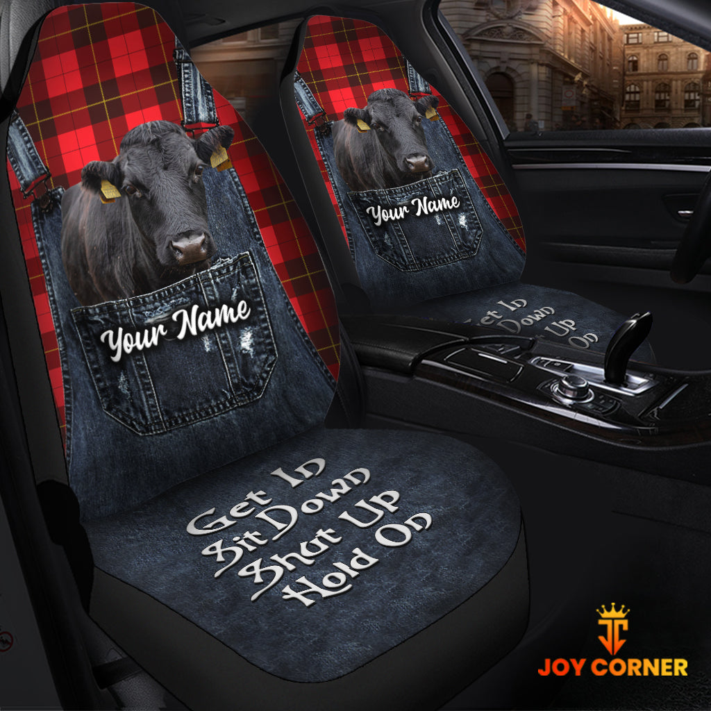 Customized Name Dexter Jean Overalls Pattern Car Seat Covers (2Pcs)