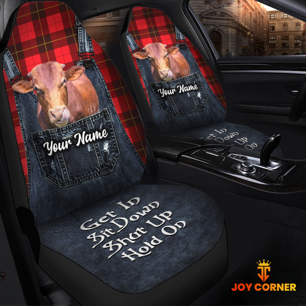 Customized Name Beefmaster Jean Overalls Pattern Car Seat Covers (2Pcs)